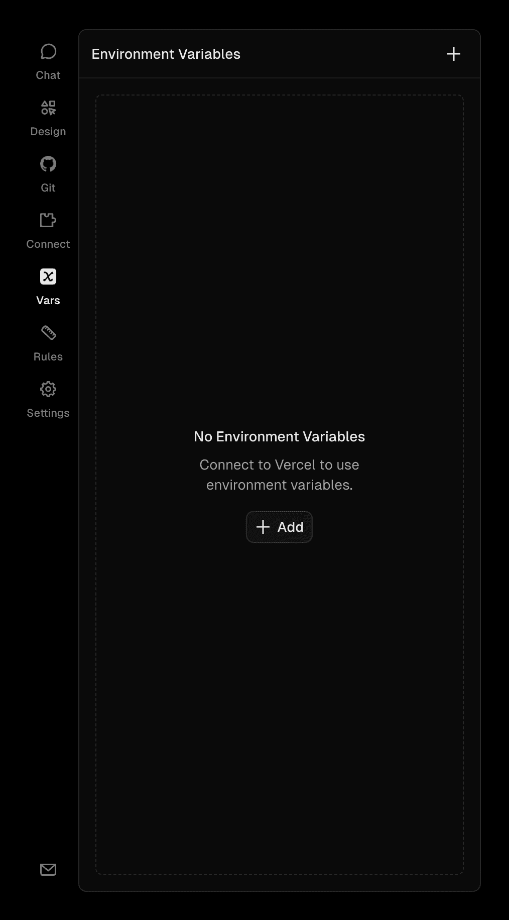 Environment variables panel