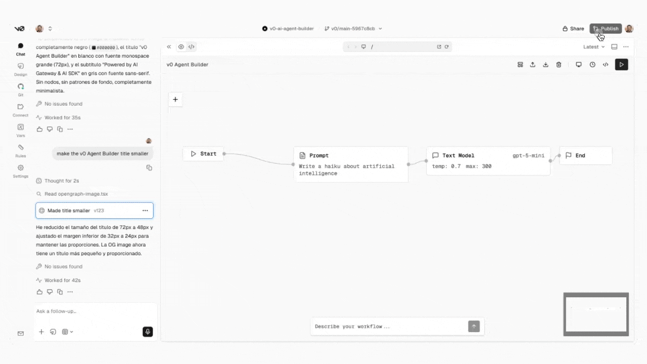 Publishing a PR and merging